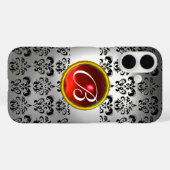 DAMASK GEM MONOGRAM wit zwart rood Case-Mate iPhone Case (Achterkant (horizontaal))