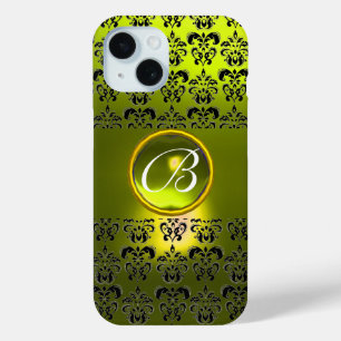 DAMASK GEM MONOGRAM Yellow iPhone 15 Case
