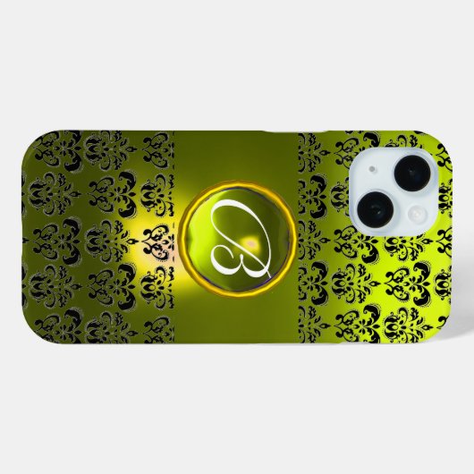 DAMASK GEM MONOGRAM Yellow Case-Mate iPhone Case (Achterkant (horizontaal))