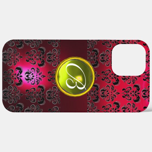 DAMASK GEM MONOGRAM Yellow Topaz, Red Ruby Case-Mate iPhone Case (Achterkant (horizontaal))
