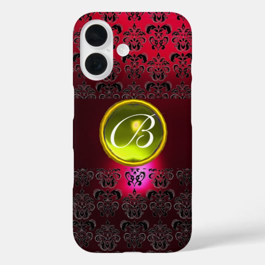 DAMASK GEM MONOGRAM Yellow Topaz, Red Ruby Case-Mate iPhone Case (Achterkant)