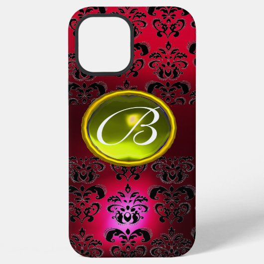 DAMASK GEM MONOGRAM Yellow Topaz, Red Ruby iPhone Hoesje (Achterkant)