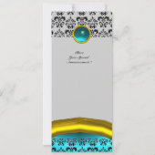DAMASK GEM STONE MONOGRAM, blauw zwart geel Kaart (Achterkant)
