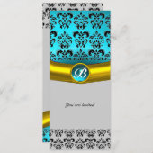 DAMASK GEM STONE MONOGRAM, blauw zwart geel Kaart (Voorkant / Achterkant)