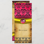 DAMASK GEM STONE MONOGRAM, bruine perkament Kaart (Voorkant / Achterkant)