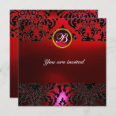 DAMASK GEM STONE MONOGRAM burgundi red Kaart (Voorkant / Achterkant)