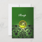 DAMASK GEM STONE MONOGRAM Geel Groen RSVP (Voorkant)