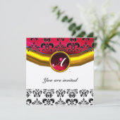 DAMASK GEM STONE MONOGRAM goudbruin Kaart (Staand voorkant)