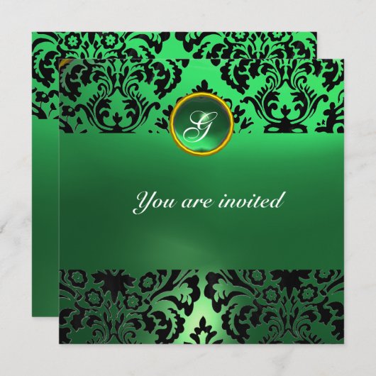DAMASK GEM STONE MONOGRAM green jade Kaart (Voorkant / Achterkant)