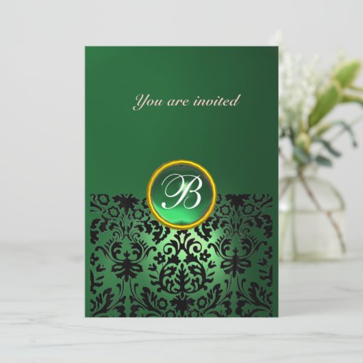 DAMASK GEM STONE MONOGRAM jade green Kaart (Staand voorkant)