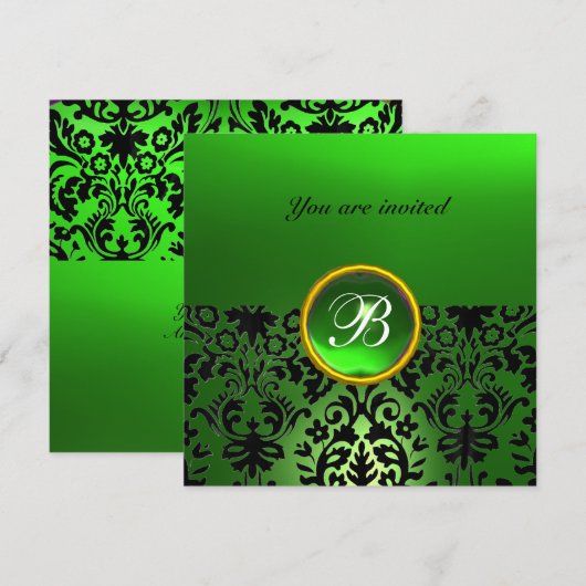 DAMASK GEM STONE MONOGRAM jade green Kaart (Voorkant / Achterkant)