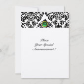 DAMASK GEM STONE MONOGRAM jade green vilt rsvp Kaart (Achterkant)