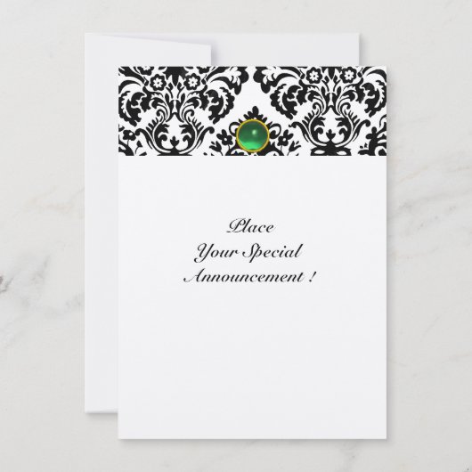 DAMASK GEM STONE MONOGRAM jade green vilt rsvp Kaart (Achterkant)