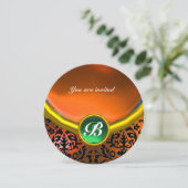 DAMASK GEM STONE MONOGRAM oranje groen Kaart (Staand voorkant)