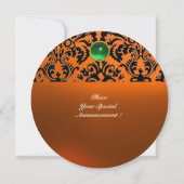 DAMASK GEM STONE MONOGRAM oranje groen Kaart (Achterkant)