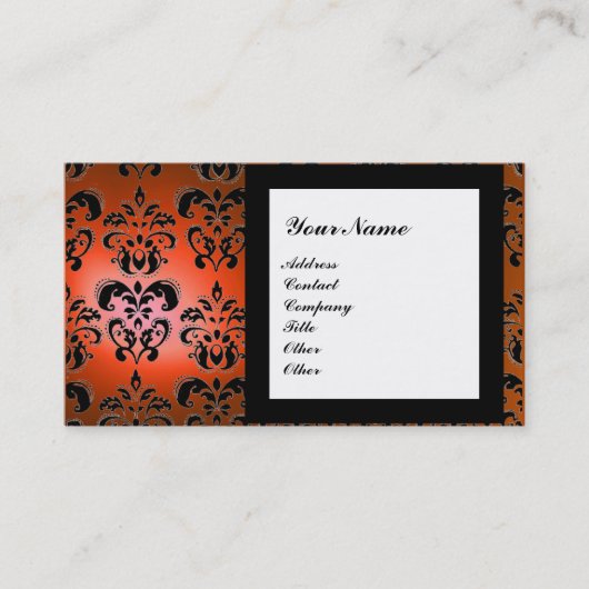 DAMASK GEM STONE MONOGRAM oranje Visitekaartje (Voorkant)