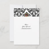 DAMASK GEM STONE MONOGRAM paars witte rsvp Kaart (Achterkant)