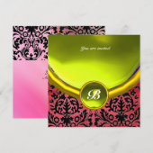 DAMASK GEM STONE MONOGRAM paars zijde geel Kaart (Voorkant / Achterkant)