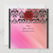 DAMASK GEM STONE MONOGRAM paarse roze zijde zwart Kaart (Achterkant)