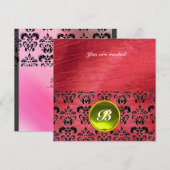 DAMASK GEM STONE MONOGRAM paarse zijde Kaart (Voorkant / Achterkant)