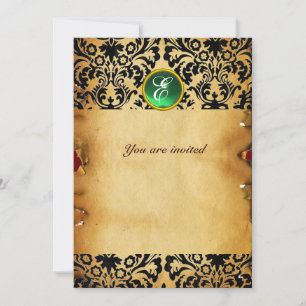 DAMASK GEM STONE MONOGRAM parchment green Kaart