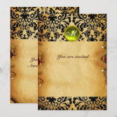 DAMASK GEM STONE MONOGRAM parchment yellow Kaart (Voorkant / Achterkant)