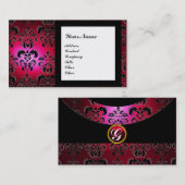 DAMASK GEM STONE MONOGRAM Red burgundy Visitekaartje (Voorkant / Achterkant)