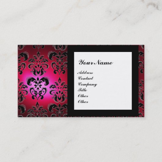 DAMASK GEM STONE MONOGRAM Red burgundy Visitekaartje (Voorkant)