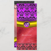 DAMASK GEM STONE MONOGRAM roze paarse violette zij Kaart (Voorkant / Achterkant)