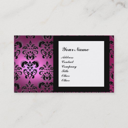 DAMASK GEM STONE MONOGRAM roze Visitekaartje (Voorkant)