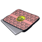 DAMASK GEM STONE MONOGRAM roze zwart Laptop Sleeve (Voorkant onderkant)