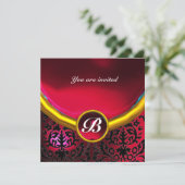 DAMASK GEM STONE MONOGRAM ruby red burgundy Kaart (Staand voorkant)