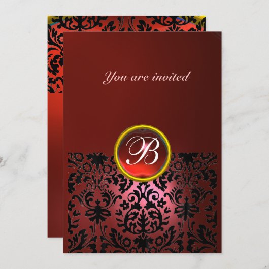 DAMASK GEM STONE MONOGRAM ruby red Kaart (Voorkant / Achterkant)