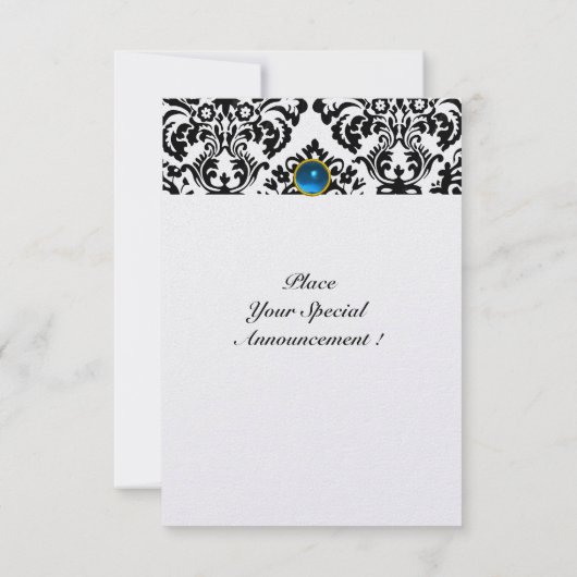 DAMASK GEM STONE MONOGRAM sapphire blue ice rsvp Kaart (Achterkant)