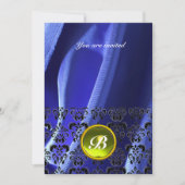 DAMASK GEM STONE MONOGRAM silenblauw Kaart (Voorkant)