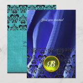 DAMASK GEM STONE MONOGRAM silenblauw Kaart (Voorkant / Achterkant)