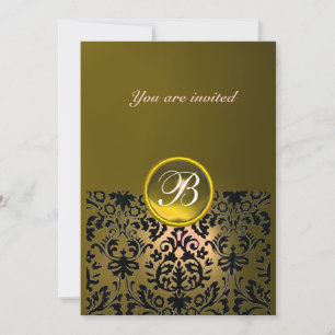 DAMASK GEM STONE MONOGRAM topaz geel zwart Kaart