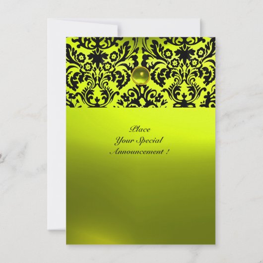 DAMASK GEM STONE MONOGRAM topaz yellow rsvp Kaart (Achterkant)