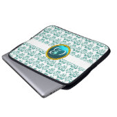 DAMASK GEM STONE MONOGRAM white blue Laptop Sleeve (Voorkant onderkant)