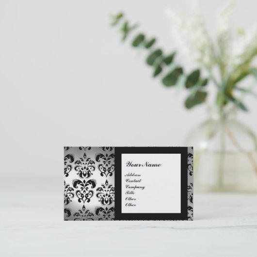 DAMASK GEM STONE MONOGRAM wit kristal Visitekaartje (Staand voorkant)