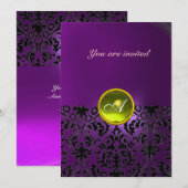 DAMASK GEM STONE MONOGRAM yellow paars Kaart (Voorkant / Achterkant)