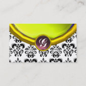 DAMASK GEM STONE MONOGRAM, yellow topaz, violet Visitekaartje (Achterkant)