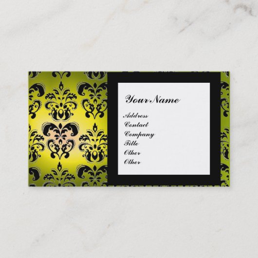 DAMASK GEM STONE MONOGRAM yellow Visitekaartje (Voorkant)