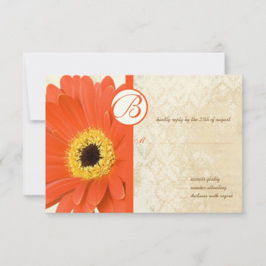  Damask Gerber Wedding Invites Kaart (Voorkant)