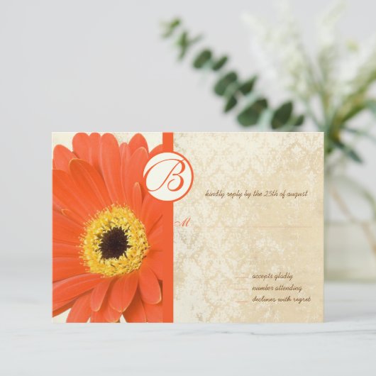  Damask Gerber Wedding Invites Kaart (Staand voorkant)