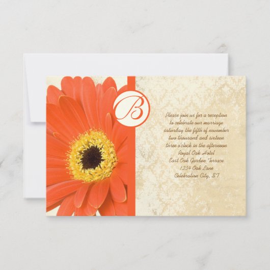  Damask Gerber Wedding Reception Kaart (Voorkant)