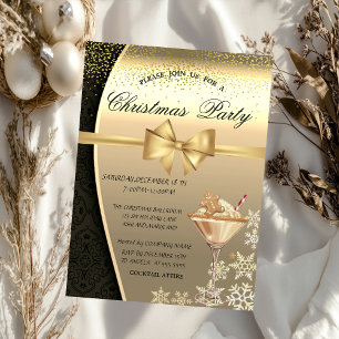 Damask Gingerbread Corporate Christmas Party Kaart