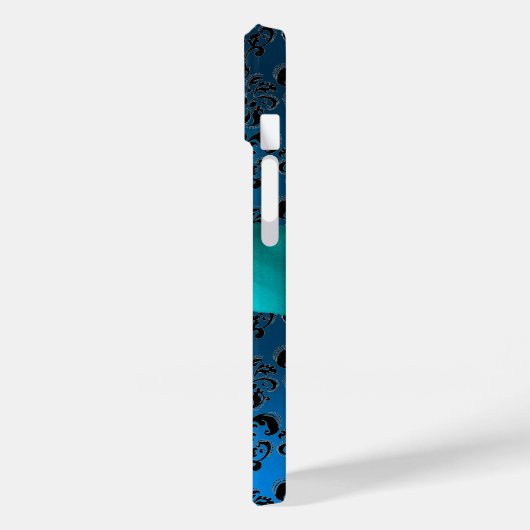 DAMASK GIRLY MONOGRAM Blue Case-Mate iPhone Case (Achterkant / Links)
