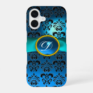 DAMASK GIRLY MONOGRAM Blue iPhone 16 Hoesje