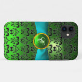 DAMASK GIRLY MONOGRAM green aqua blue lbon Case-Mate iPhone Case (Achterkant (horizontaal))